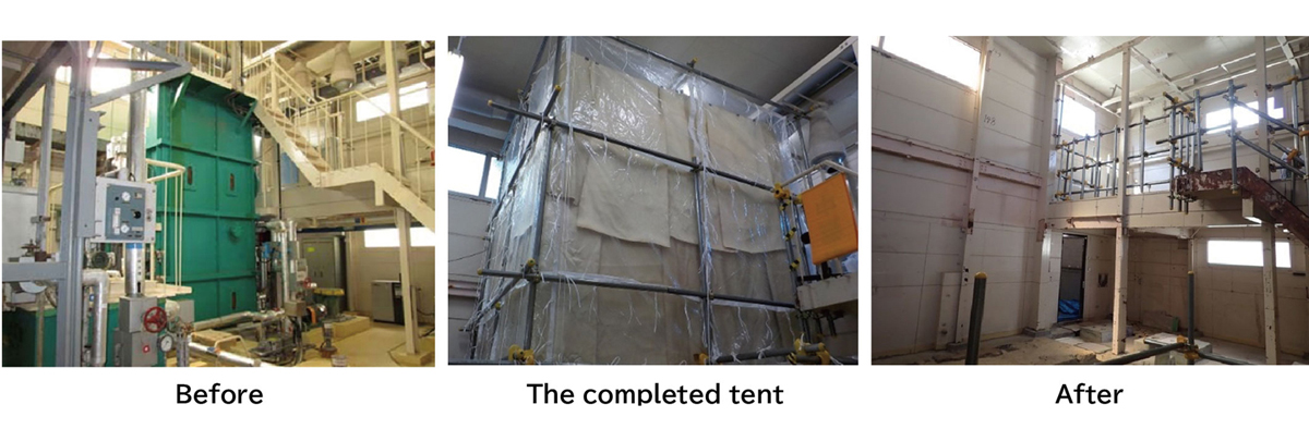 Fig. 2 Interior Equipment Demolition Before and After (Wastewater Treatment Equipment)