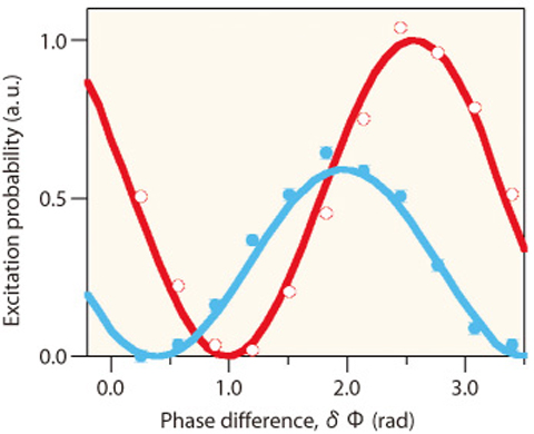 Fig.4-35 Phase difference dependence of the excitation probabilities to the two states