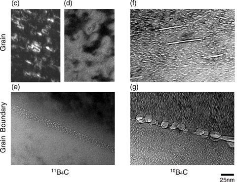 Fig.14-15 Microstructure of irradiated 11B4C and 10B4C