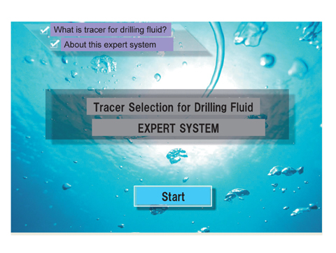 Fig.2-8 Start page of expert system to aid in selection of tracer for drilling fluid