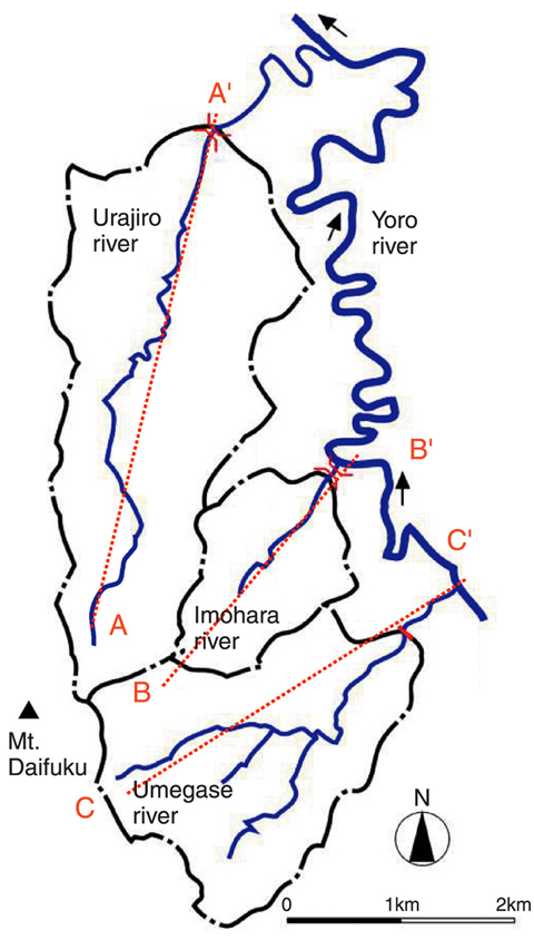 Fig.5-18 Map of position of 3 rivers (Urajiro, Imohara and Umegase River)