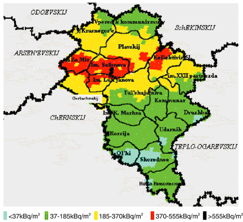 Fig.5-2 Soil contamination of 137 Cs in the Plavsk region