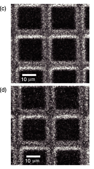 Fig.14-24　Secondary electron (SE) images of the copper grid at 1000 lines/inch obtained by irradiation with the microbeams
