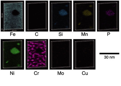 Fig.5-9　Atom maps of the δ phase in the aged cladding