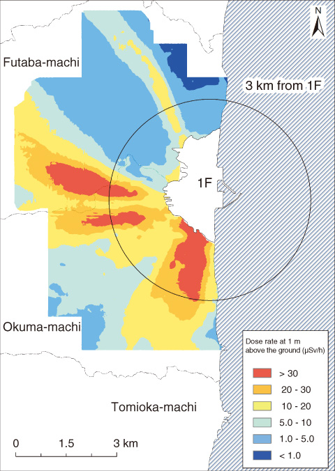 Fig.1-1　Map of dose rate in area surrounding the 1F