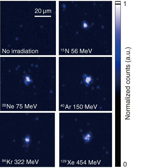 Fig.5-11　CCD images when an ion strikes a diamond