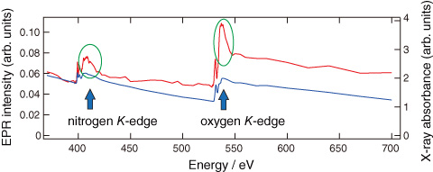 Fig.7-9　Anomalous enhancement of EPR signal at nitrogen and oxygen K-edges