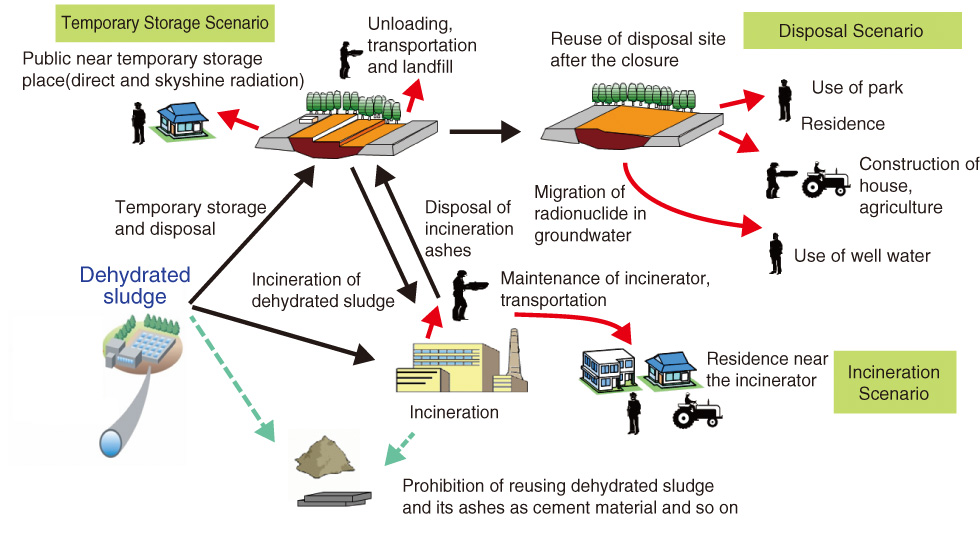 Fig.1-22　Scenarios for incineration and disposal of dehydrated sludge contaminated by radioactive cesium