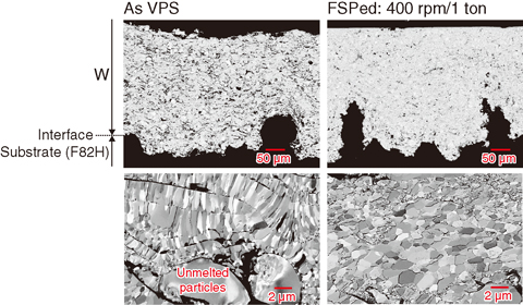 Fig.9-26 SEM observation on VPS-W before and after FSP 