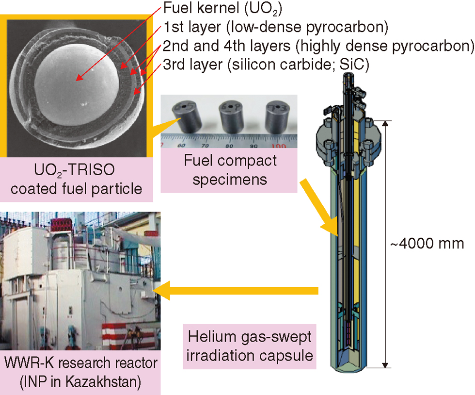 Fig.6-2 Capsule-irradiation test at the Institute of Nuclear Physics (INP) of the Republic of Kazakhstan
