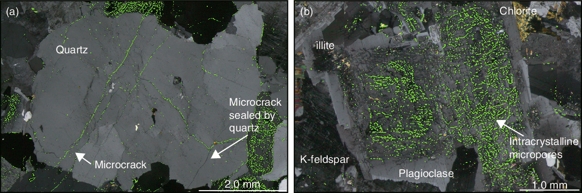 Fig.8-11  Mode of occurrences of micropores in granitic rock