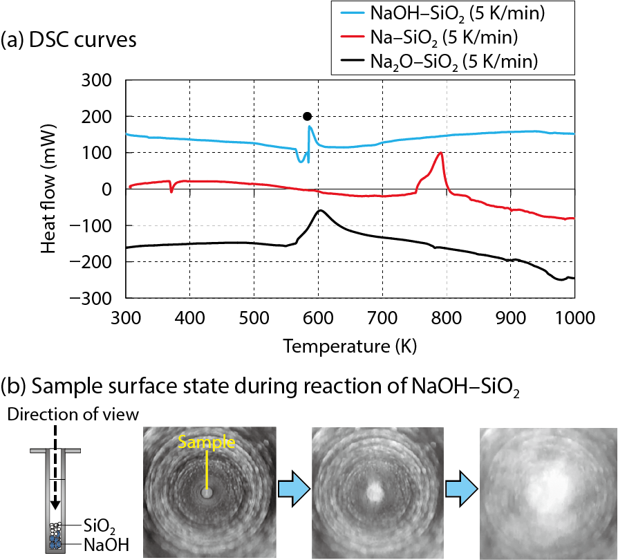 Fig.7-16  Comparison of DSC curves and observations during a reaction