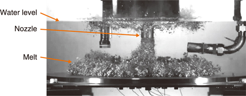 Fig.7-6  Melt dispersion in the simulated experiment