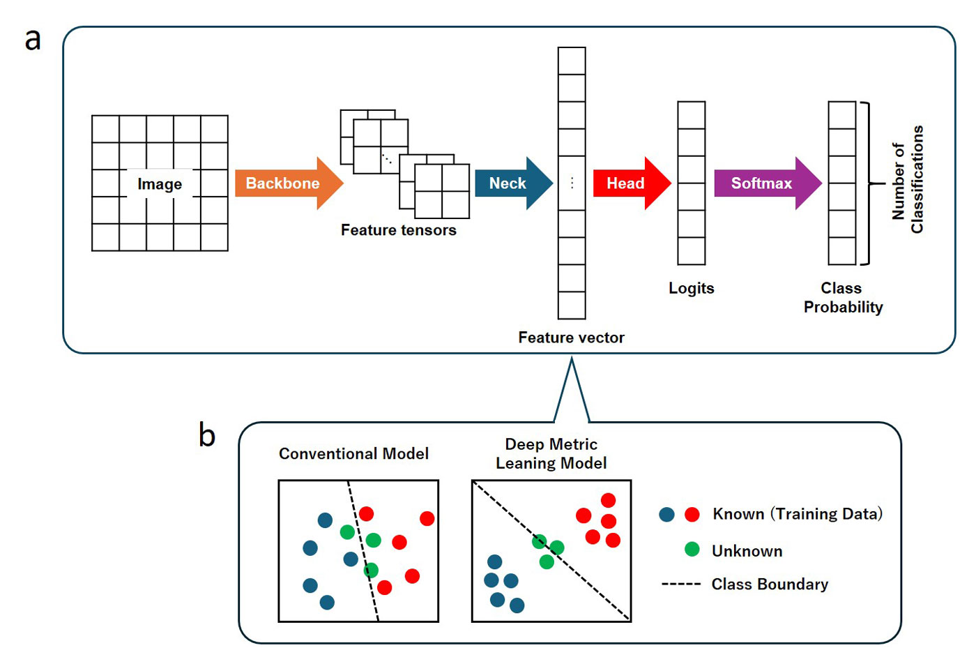 Fig.2  Differences between the conventional CNN model and the deep metric learning model