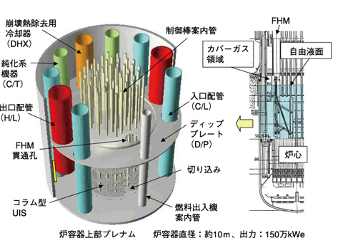 図1-6　ナトリウム冷却大型炉の原子炉容器内構
