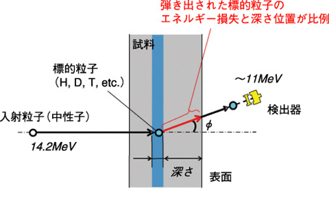 図3-28　中性子弾性反跳粒子検出法原理