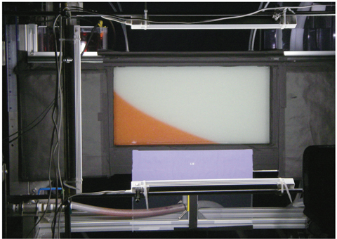 図3-3　光学的手法を用いた塩濃度分布測定装置（例：塩水楔試験）