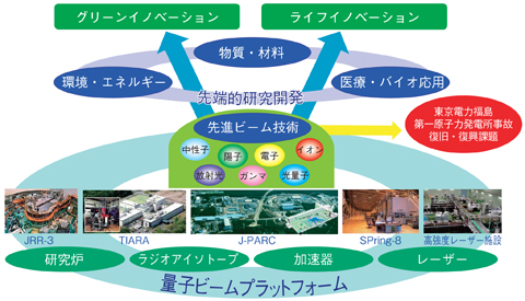 図5-1　原子力機構の量子ビーム施設群と研究開発分野