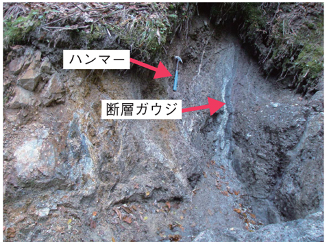 図3-14　断層ガウジ露頭の例（境峠断層、長野県）