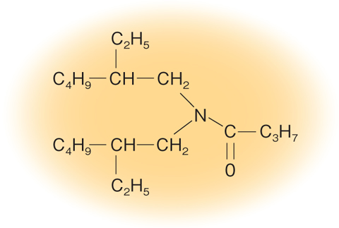 図8-13　N,N-ジ（2-エチルヘキシル）ブタンアミド（DEHBA）の構造式