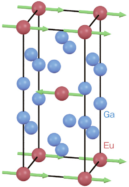 図5-5　中性子によって導き出されたEuGa4の4 Kでの結晶構造と磁気構造
